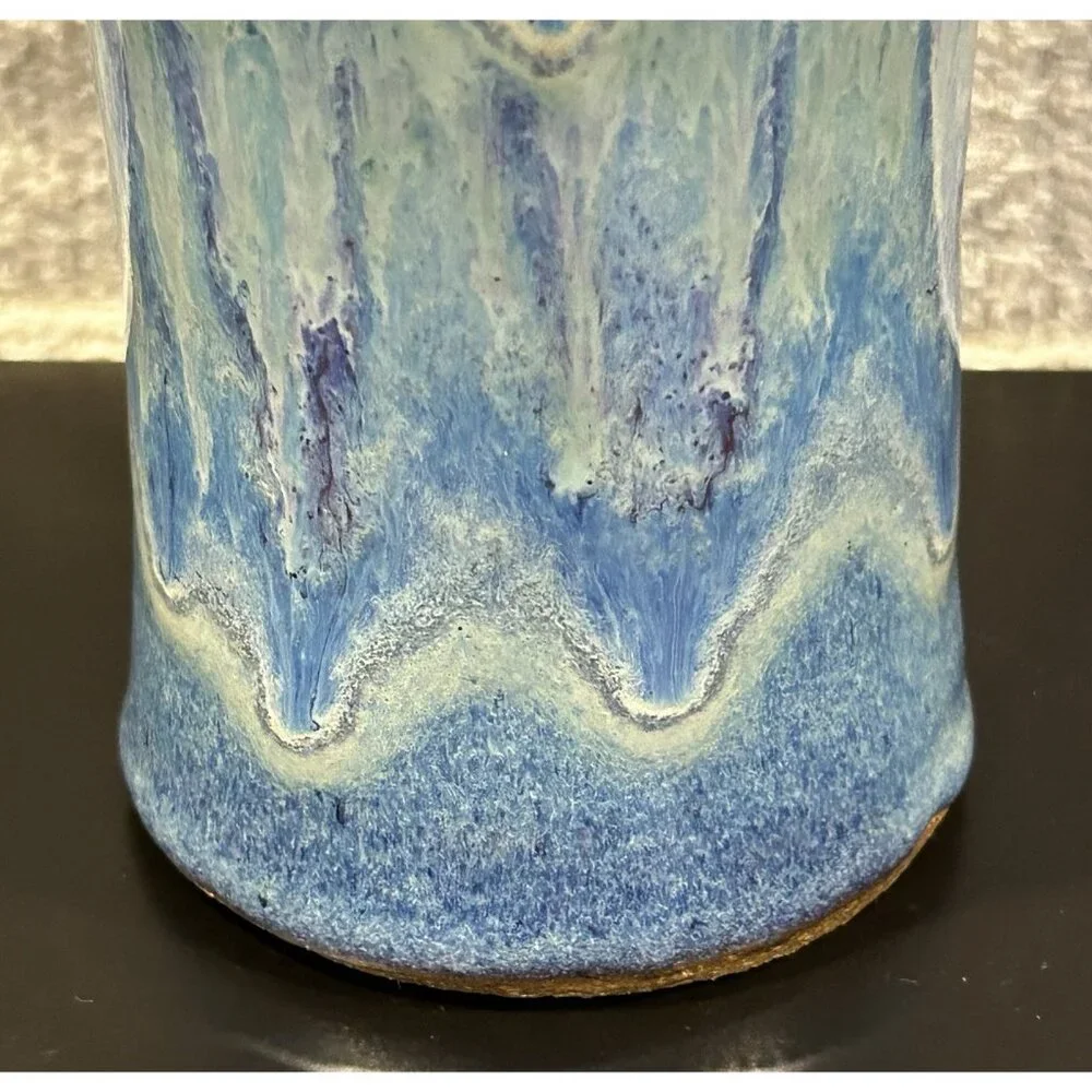 Ken Merrick OA Galleries Studio Art Pottery Vase Bohemian Unique Blue 9 3/8” - Picture 3 of 14